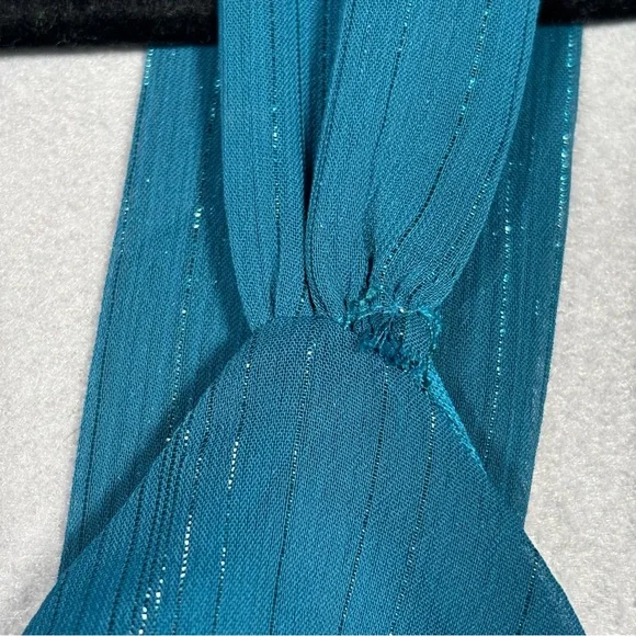 Ally B. Babydoll Sleeveless Tank Top Women's Small Turquoise Shimmer Flowy Y2k - Picture 5 of 9